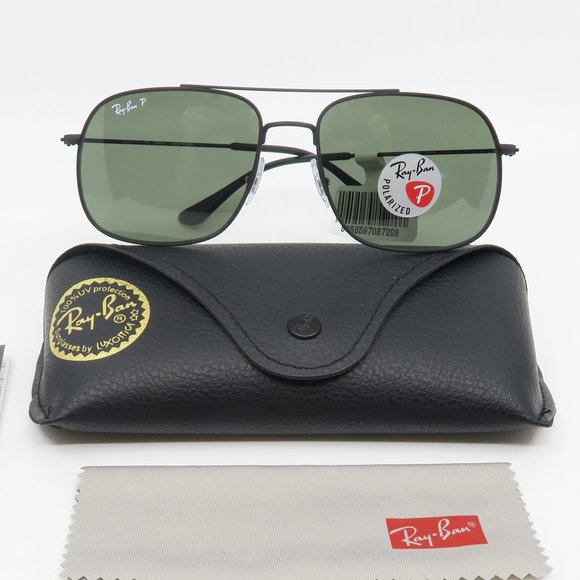 Ray-Ban Accessories - RB 3595 9014/9A 59mm Ray-Ban New Black/ Green Square Andrea Sunglasses with case